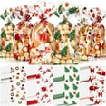 100 Pieces Christmas Cellophane Treat Bags, Plastic Christmas Cello Bags with Twist Ties for