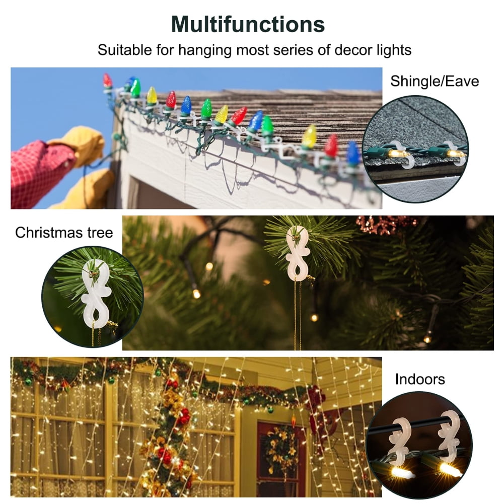 100 Pieces Christmas Light Clips Mini Light Clips for Gutters