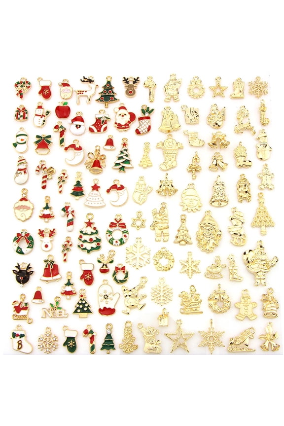 100 Pieces Christmas Oil Charm Necklace Pendant for Jewelry Making Sturdy Lead and Nickel