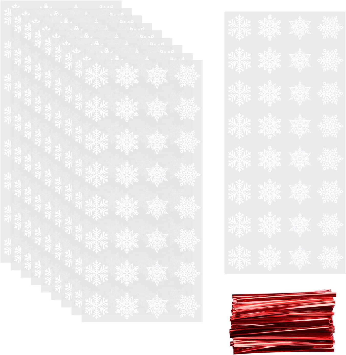 100 Pieces Christmas Treat Candy Bags,Clear Snowflake Cookie Cellophane