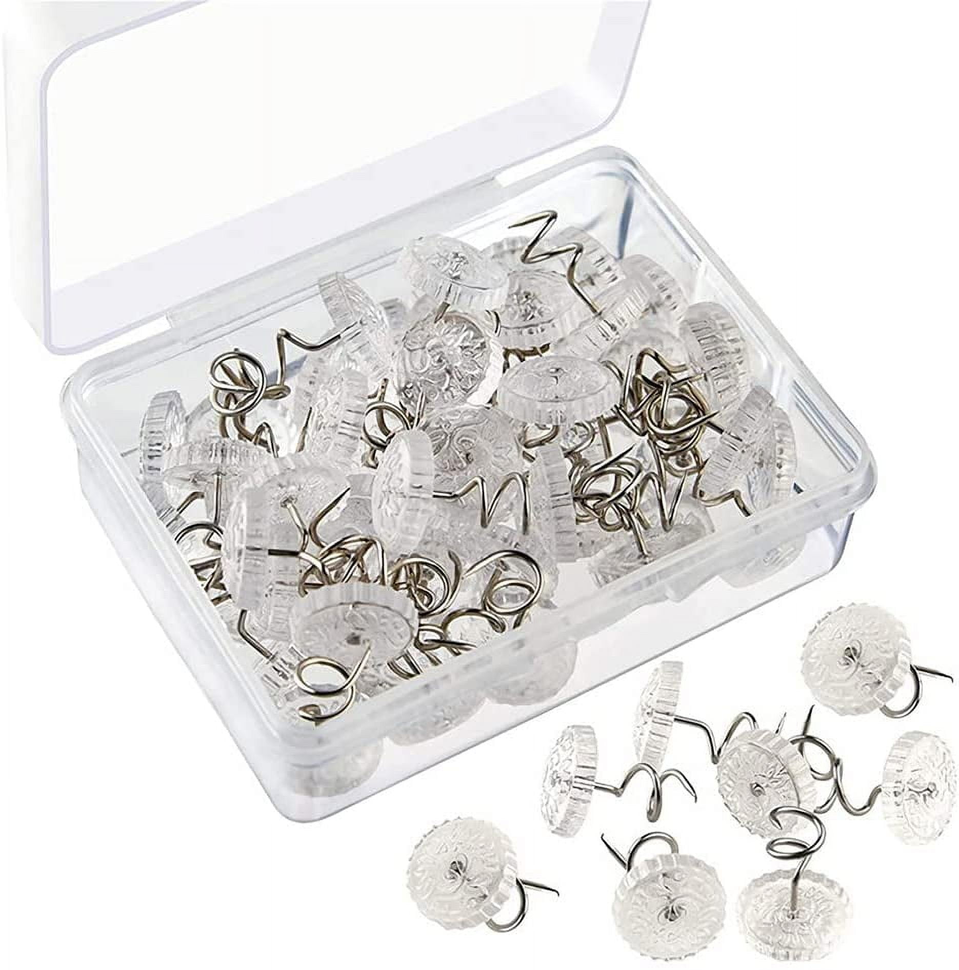 100 Pieces Clear Heads Twist Pins, Clear Heads Upholstery Pins, Upholstery Tacks Headliner Pins, Bed Skirt Pins for Holds Slipcovers and Bedskirts (100) (CN-001)