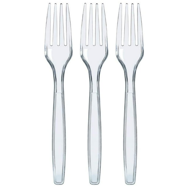 100 Pieces Clear Plastic Forks - Heavyweight Disposable Forks - Heavy Duty Clear Cutlery - Plastic Utensils - Perfect for Parties and Restaurants