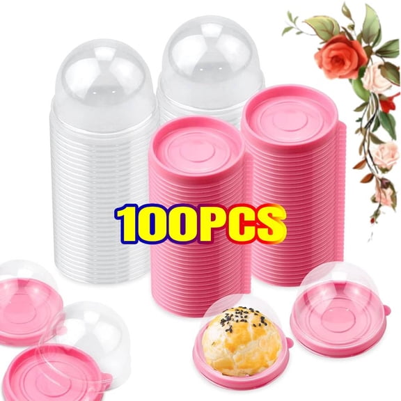 100 Pieces Clear Plastic Mini Cupcake Boxes Muffin Pod Dome Muffin Container Box