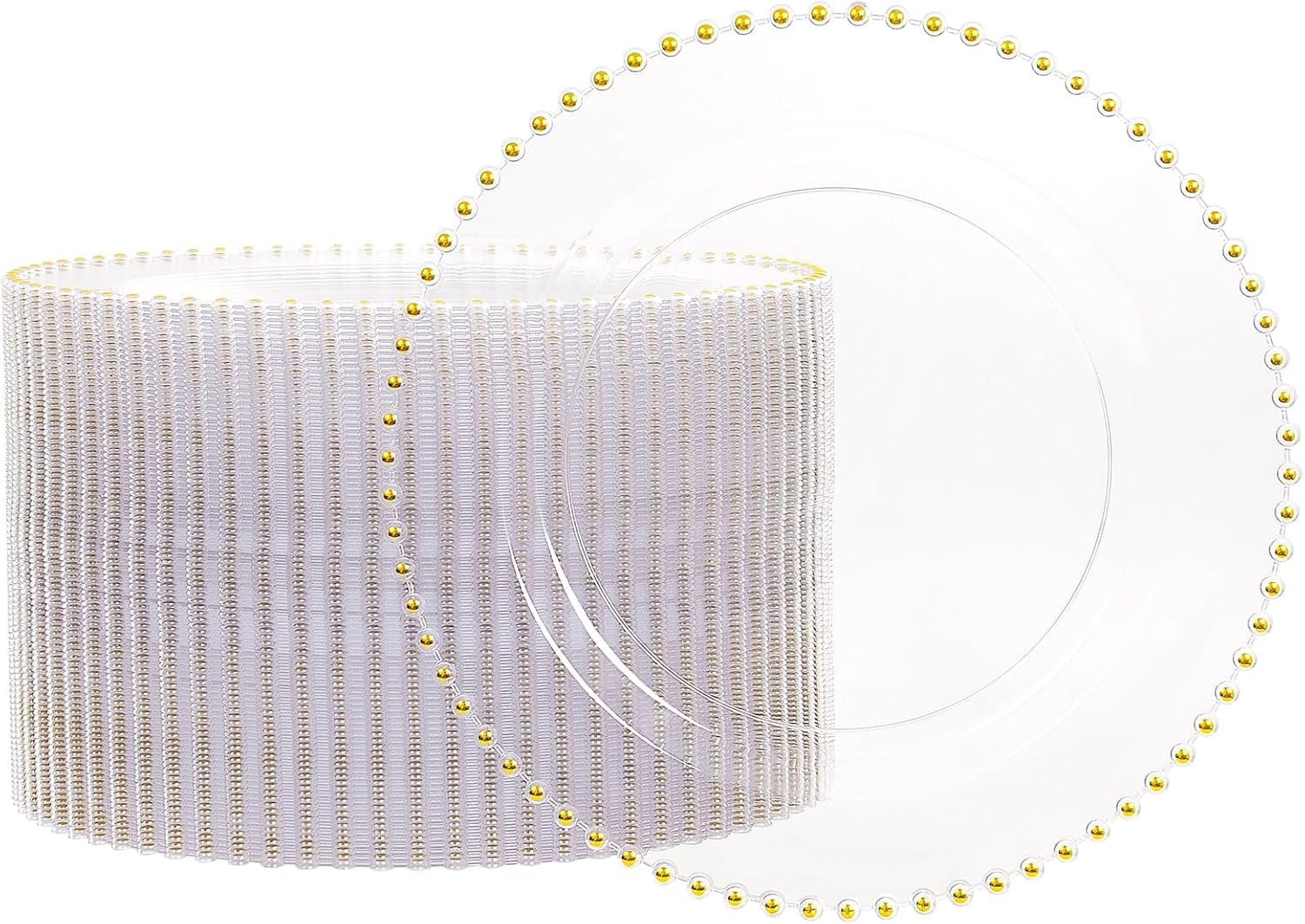 100 Pieces Clear Plastic Plates, 10 Inch Elegant Disposable Plates with ...