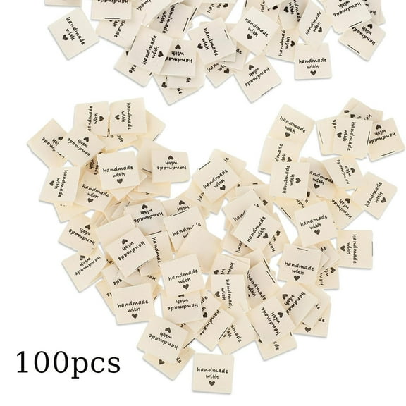 100 Pieces Clothes Labels, GIXUSIL Washable Fabric Labels, Personalized Sewing Labels Iron on Labels Handmade with Love Labels, Custom Labels for DIY Crafts Knitting Crocheting Sewing