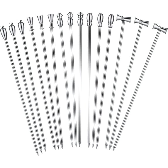 100 Pieces Cocktail Picks Stick Stainless Steel Toothpicks Metal Martini Olive Skewers Reusable Picks Brandied Cocktail Skewers for Appetizers Drinks Fruit Garnish Picks Supplies