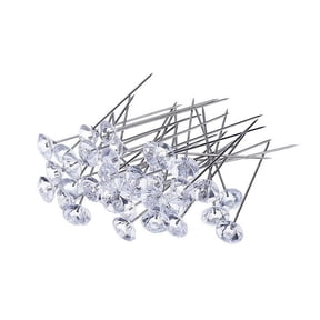 100 Pieces Diamond Bouquet Pins, 2 Inch Rhinestones Corsages Pins, Crystals Gems Floral Diamonds for Mother's Day Flower Wedding Bouquets Bridal Hair Accessories Jewelry Decor DIY Craft Sewing,White