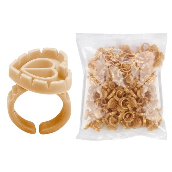 100 Pieces Disposable Glue Rings Grafting Eyelashes For Salon Nail Art Gold