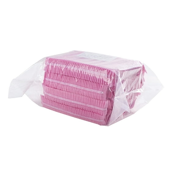 100 Pieces Disposable Hair Net Non-woven Caps - Elastic Size, for Cosmetics, Beauty, Kitchen, Cooking, Home Industries, - Pink