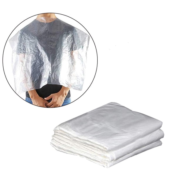 100 Pieces Disposable Hairdressing Capes, Waterproof Transparent Salon Cape 60x90cm, PE Haircut Apron for Hair Dye & Cutting, Professional & Home Use