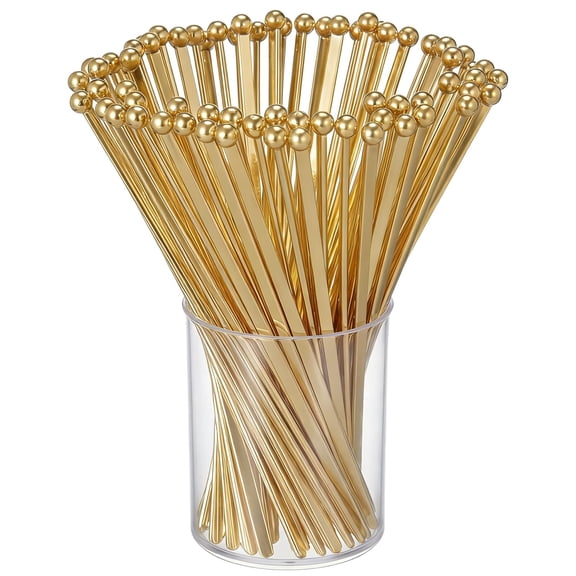 100 Pieces Disposable Plastic Round Top Crystal Swizzle Sticks (MultiColor)