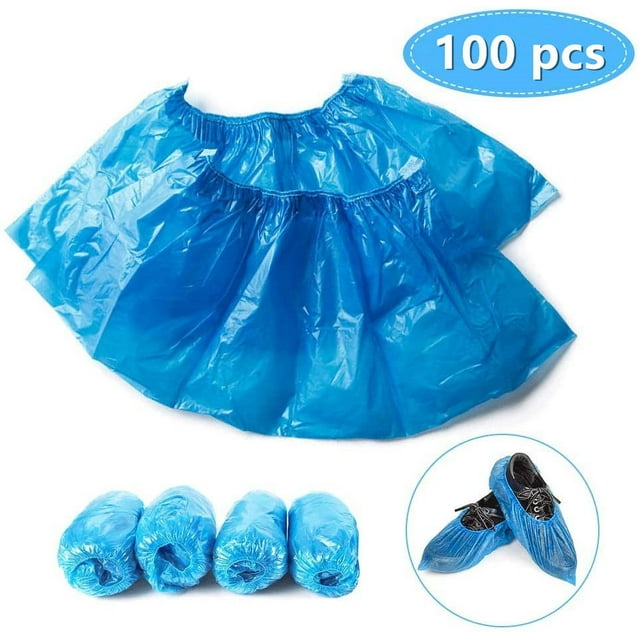 100 Pieces Disposable Shoe Covers Plastic Shoe Covers Waterproof Indoor