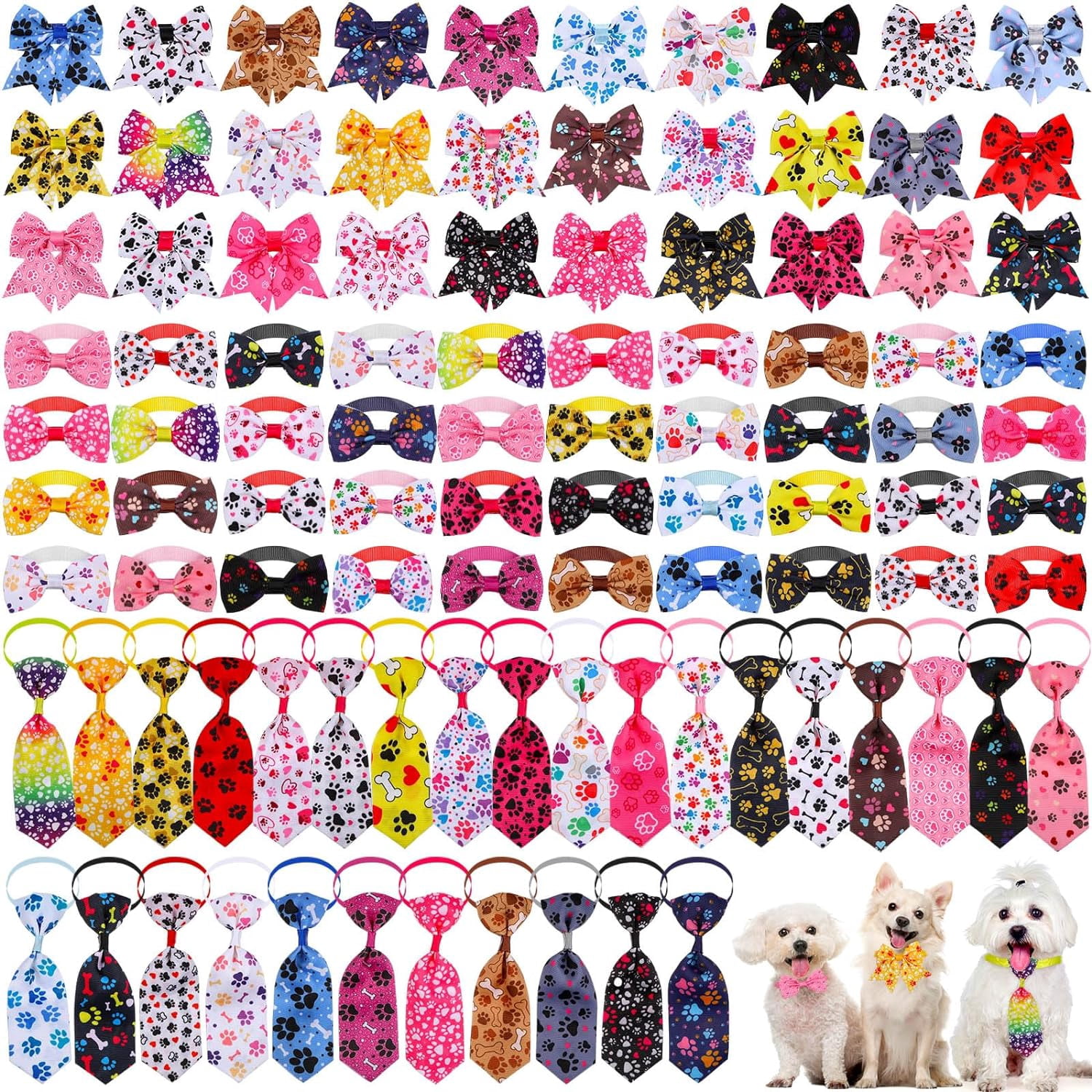 3 Halloween Hundefliegen Verstellbar – Kürbis-Muster, Polyester, Für Kleine Hunde & Katzen