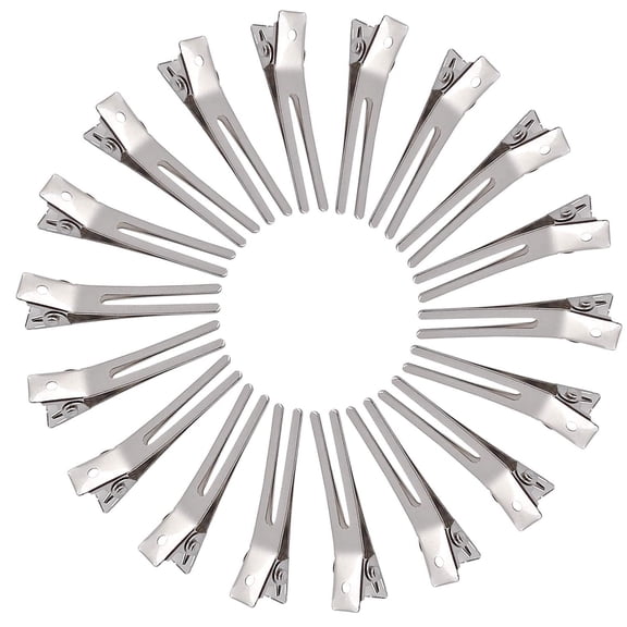 100 Pieces Double Prong Pin Curl Hair Clips Metal Alligator Clips Silver Hairpins for Hair Extensions,1.8 Inches