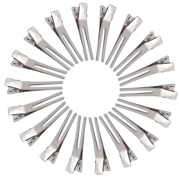 100 Pieces Double Prong Pin Curl Hair Clips Metal Alligator Clips Silver Hairpins for Hair Extensions,1.8 Inches