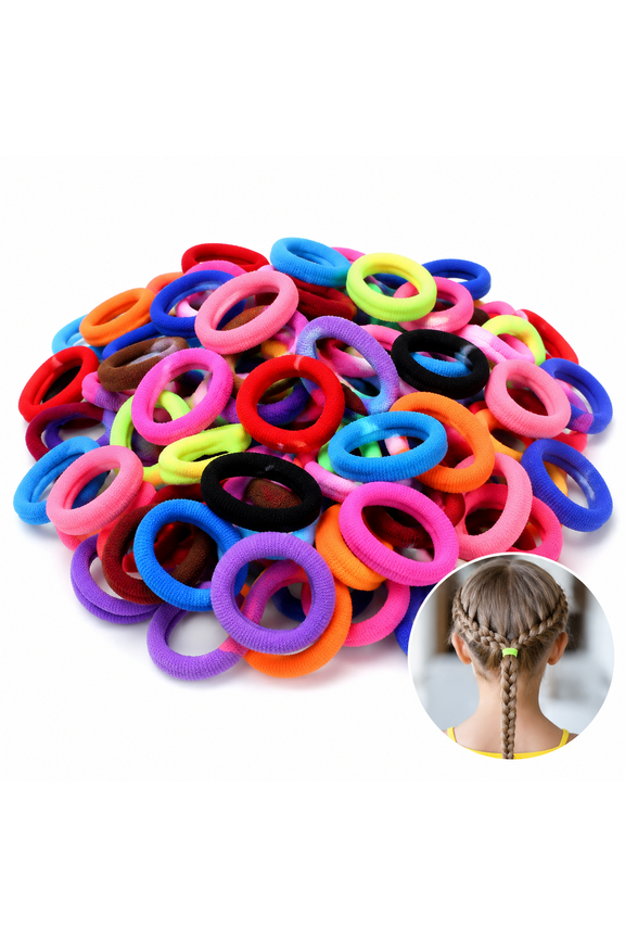 100 Pieces Elastic Hair Ties,Baby Hair Ties,Mini Hair Bands  Rubber Bands Colored Girls Ponytail Holders,Cotton Hair Ties for Baby Kids,Colorful