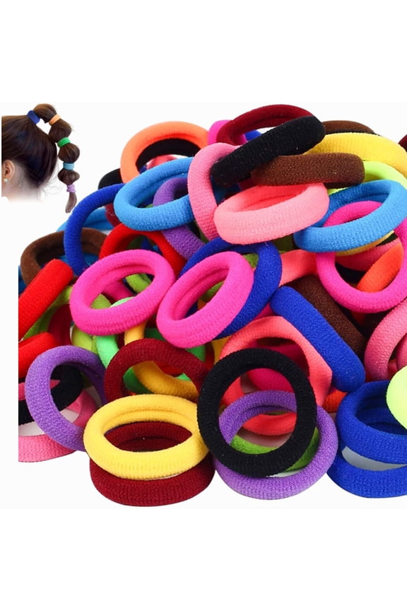 100 Pieces Elastic Hair Ties,Baby Hair Ties,Mini Hair Bands Rubber Bands Colored Girls Ponytail Holders,Cotton Hair Ties for Baby Kids,Colorful