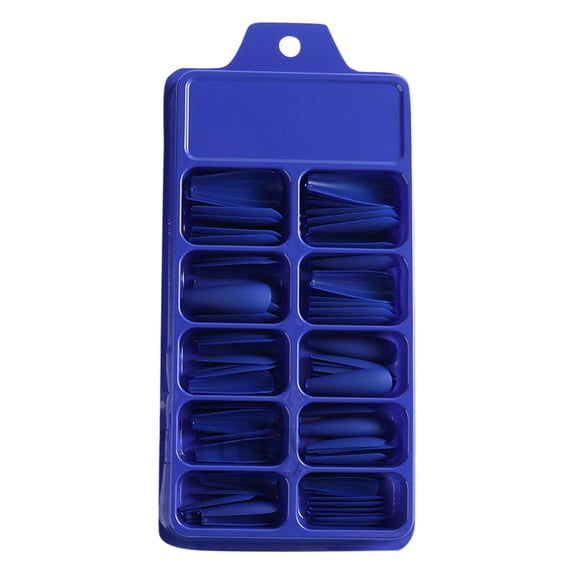 100 Pieces Extra Long Coffin False Nails Blue ABS Full Cover 10 Sizes with Box for Women Girls Nail Decorations