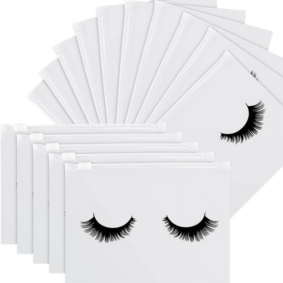 100 Pieces Eyelash Aftercare Bags Eyelash Makeup Bags Empty Lash Cosmetic Pouch Travel Make Up Cases Toiletry Bag White