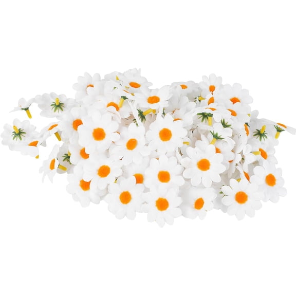 100 Pieces Fabric Daisy Flower Heads Flowers, Artificial Daisy Crafts for Easter Wedding Hat Party Decorations, White