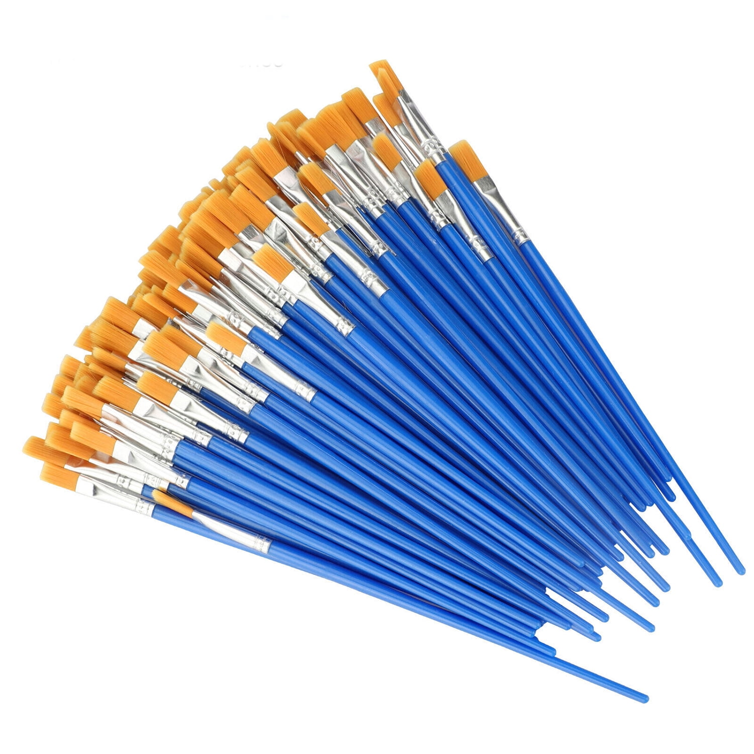 100 Pieces Flat Paint Brushes, Art Paint Brush Sets for Watercolor, Oil Painting, Acrylic, Face Body Nail Art, Crafts, Rock Painting