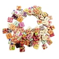 thumbnail image 1 of 100 Pieces Floral Printed Square Shape Wooden Buttons for Sewing and Crafts, 1 of 4