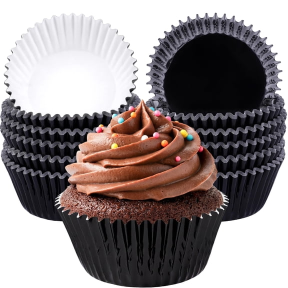 100 Pieces Foil Metallic Cupcake Liners Muffin Wrappers Foil Baking Cups Muffin Paper Cases