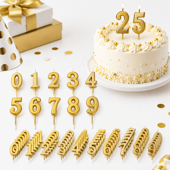 100 Pieces Glitter Number Birthday Candles 3.94 Inch Numeral 0-9 for Cake Decorations