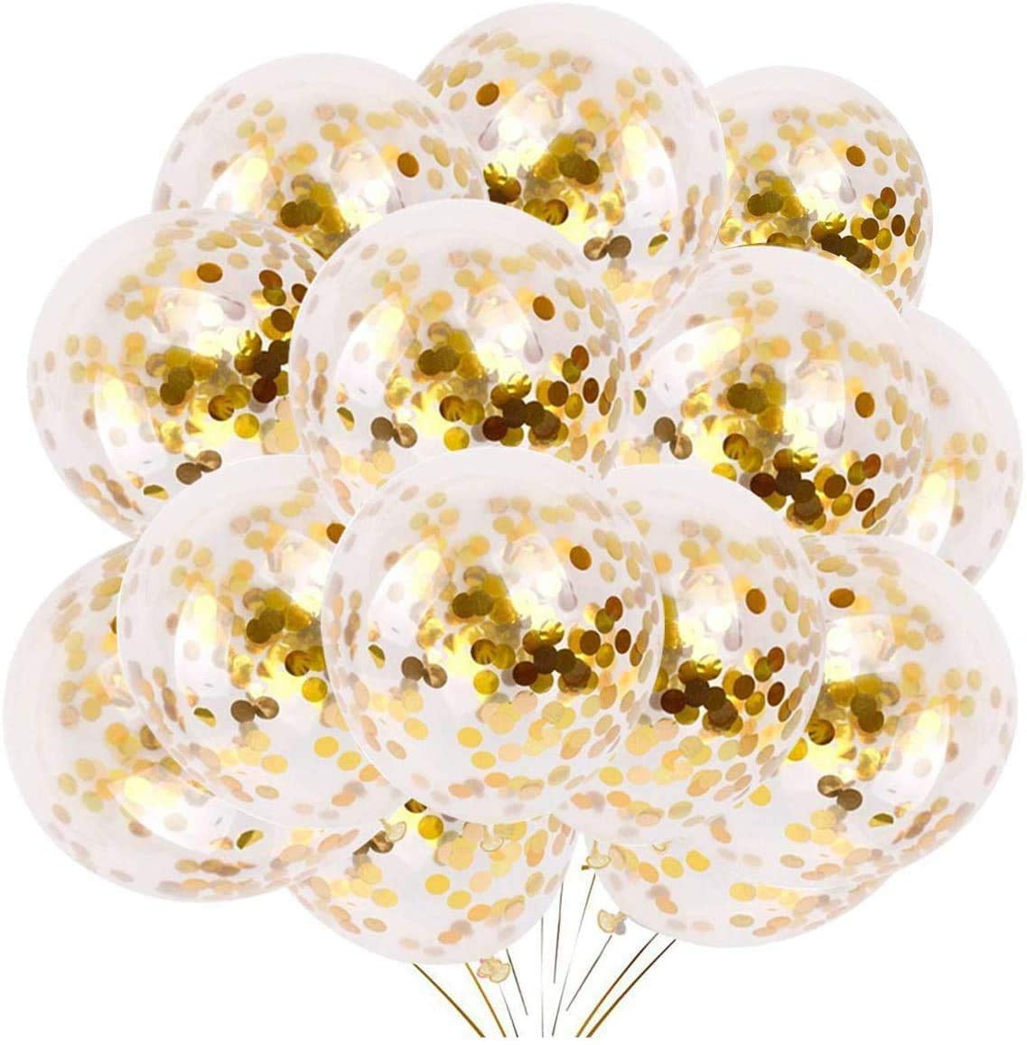 100 Pieces Gold Confetti Balloons | PREFILLED 12 Inch Latex Party ...