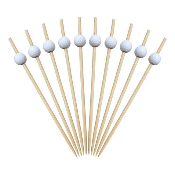 100 Pieces Golf Themed Cocktail Picks, 4.72 Inch Long Bamboo Toothpicks, Sports Decorative Skewers For Appetizers Cocktails Party Garnish