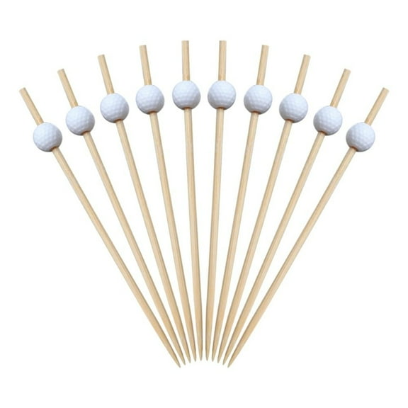 100 Pieces Golf Themed Cocktail Picks, 4.72 Inch Long Bamboo Toothpicks, Sports Decorative Skewers For Appetizers Cocktails Party Garnish