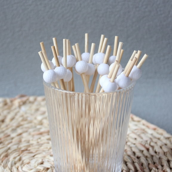 100 Pieces Golf Toothpicks 4.72 Inch Golf Cocktail Picks Golf Fruit Picks Decorative Toothpicks for Appetizers Cocktail Garnish Sports Party Supplies, White