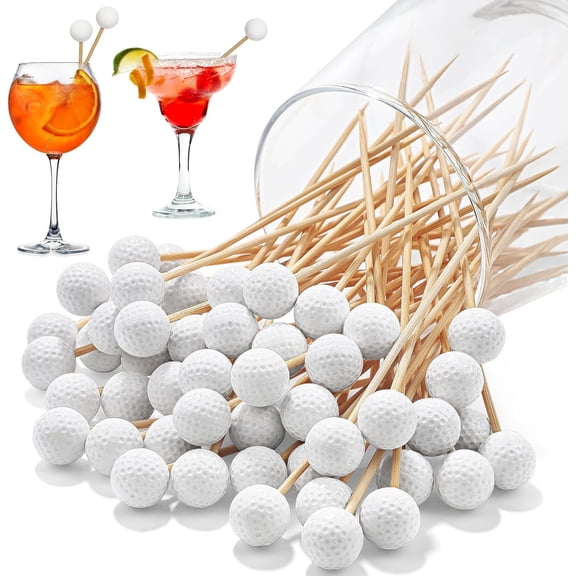 100 Pieces Golf Toothpicks 4.72 Inch Golf Skewers Golf Cocktail Picks Golf Fruit Picks Decorative Toothpicks for Appetizers Cocktail Garnish Sports Party Supplies, White