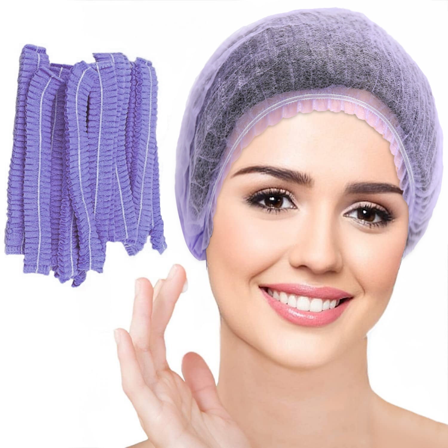 100 Pieces Hair Caps 21 Inch Non-woven Caps Hair Net Elastic Cap Head ...