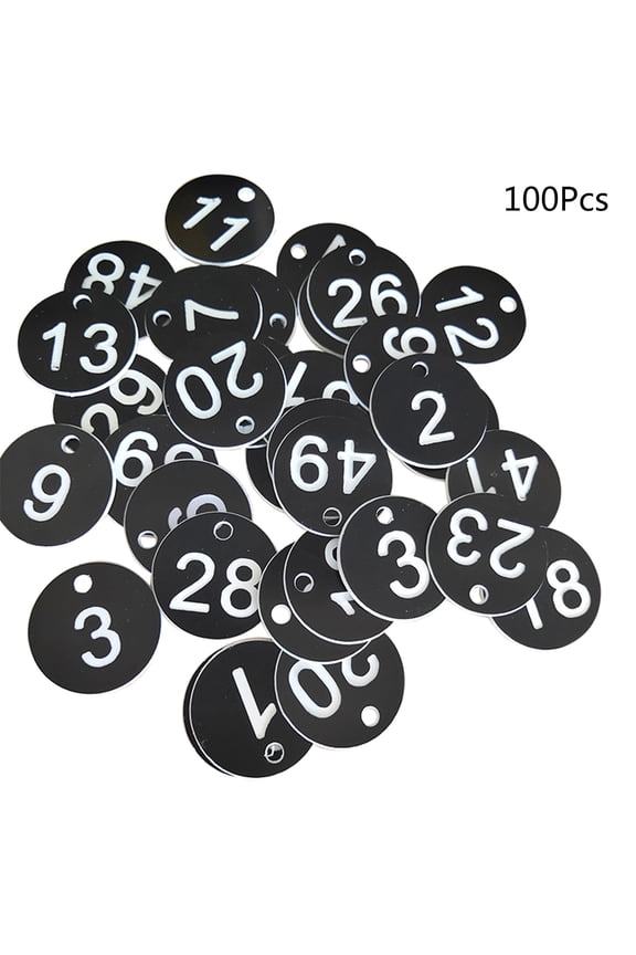 100 Pieces ID Number Tags Round ABS Number Labels Compact Size Reusable Locker for Key Tags for Gym Clothing Shops Live