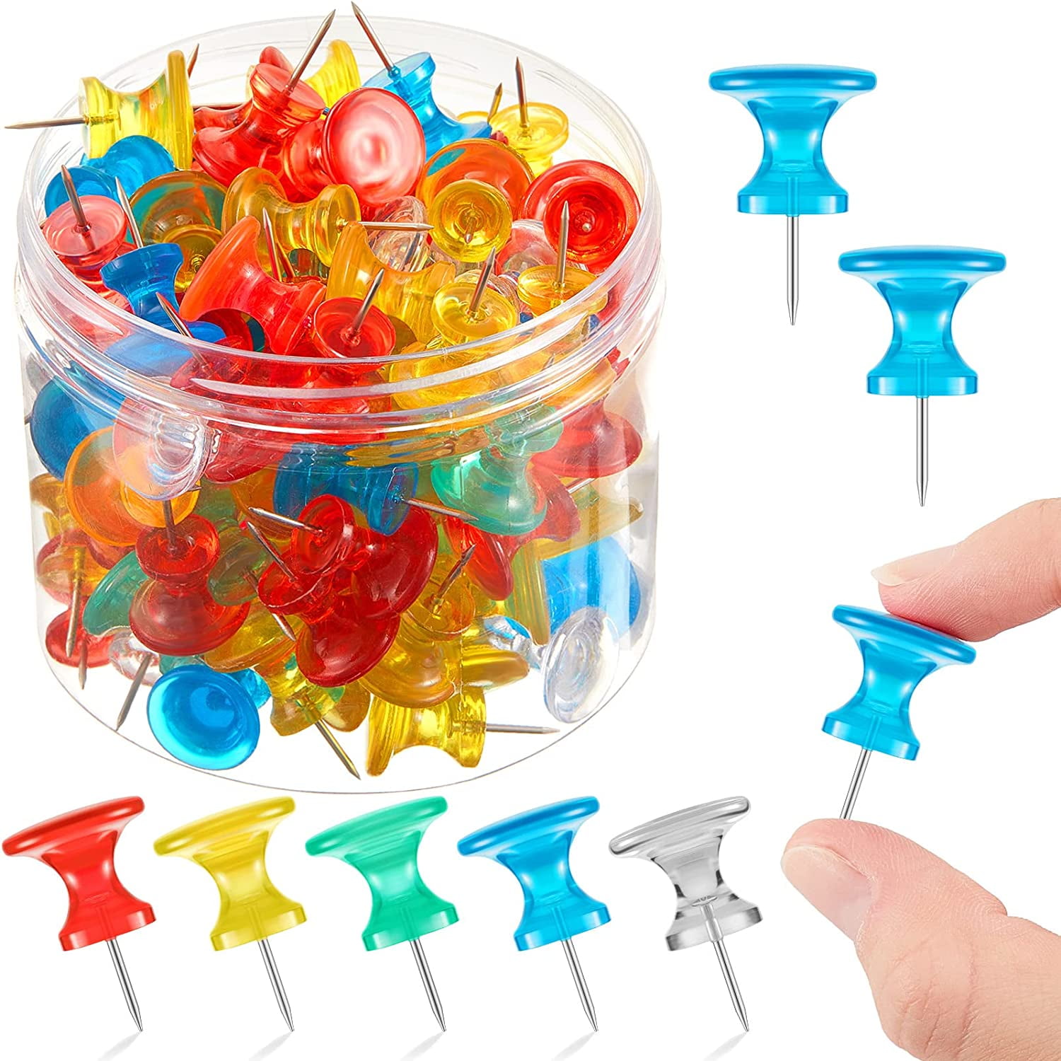 100 Pieces Jumbo Giant Large Push Pins 1 Inch Standard Thumb Tacks