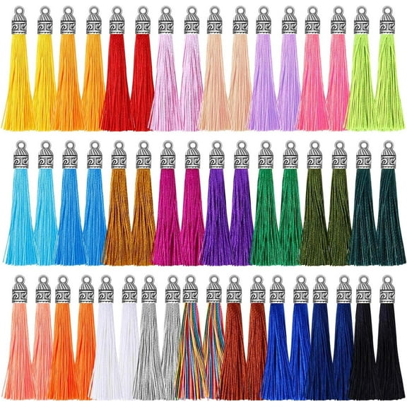 100 Pieces Keychain Tassel Charms Silky Handmade Tassels Bulk for Resin DIY Crafts, Bracelets, Earrings, Keychain, Necklace Jewelry Making
