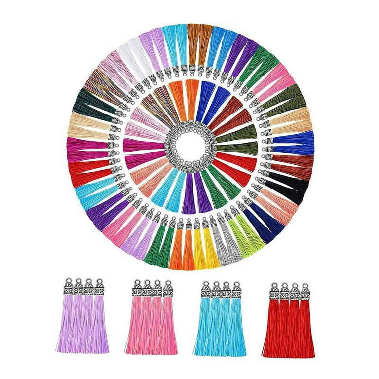 100 Pieces Keychain Tassels Bulk Multi Colored Tassel Pendants for