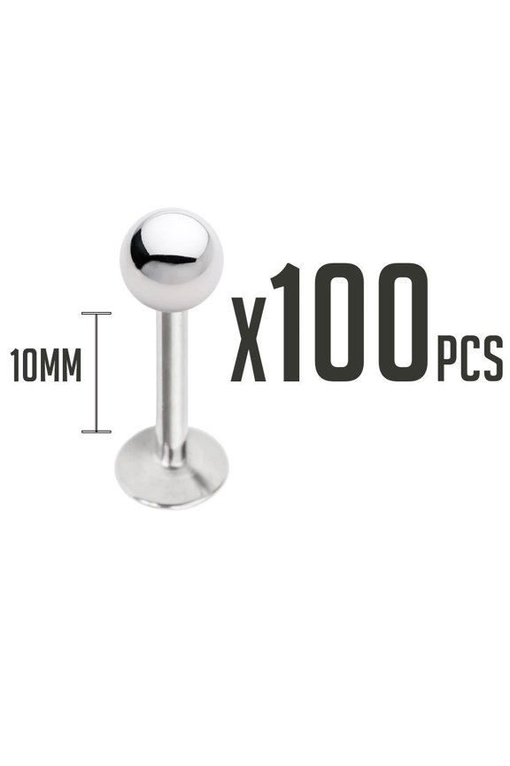 100 Pieces Labret 14G Piercing Barbell - 3 Sizes Available
