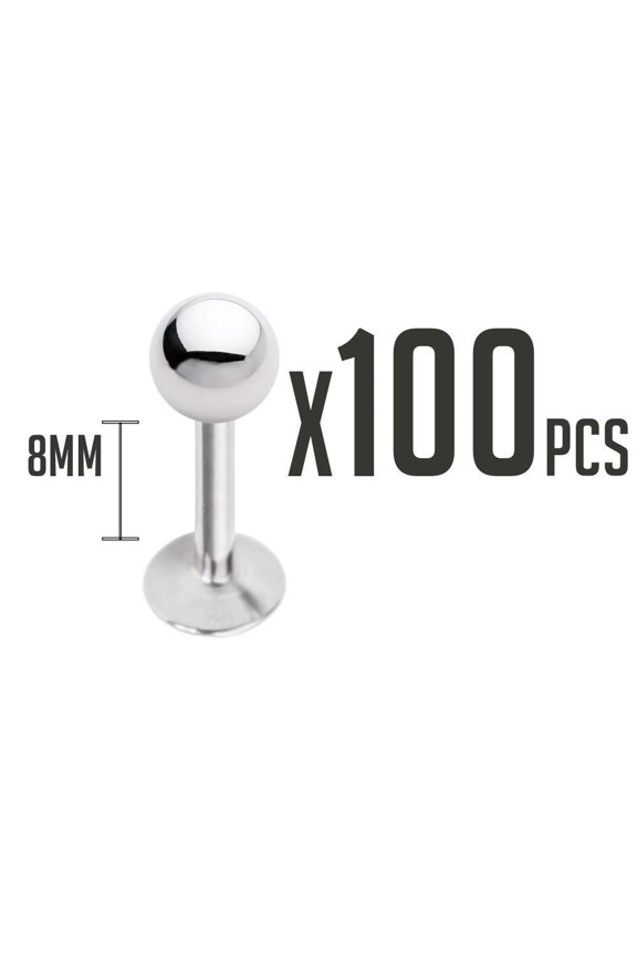 100 Pieces Labret 14G Piercing Barbell  - 3 Sizes Available
