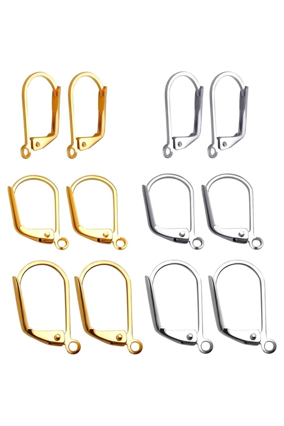 100 Pieces Leverback Earring Hooks French Earwires Replacement Jewellery Making Gold and Silver
