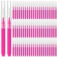 thumbnail image 1 of 100 Pieces Micro Eyebrow Brush with Cap Brow Lamination Brush Eyebrow Spoolie Brush Eyelash Brush Multifunctional Micro Spooly Lash Comb for Eyelash and Eyebrow Extensions Tool (Pink, Purple), 1 of 3