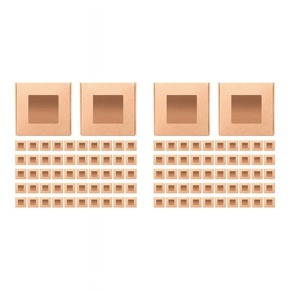 100 Pieces Mini Kraft Paper Box with Window Packaging Box Treat Box for Soap Treat Candy (Brown)