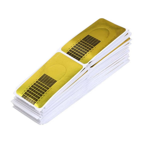 100 Pieces Nail Forms Nail Extension Forms Nail Paper Forms Nails Extension Sticker Nail Extention Tips Form Guide Sticker Nail Art Forms Sticker Square-shape Nail Sticker, Golden