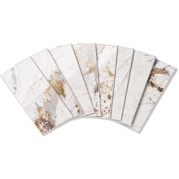 100 Pieces Peel And Sticksplash For Kitchen 3" X 6" Pvc Subway Tile 2026 Upgraded Calacatta Marble Look With Veining Glossy Finish On Fireplace Rv