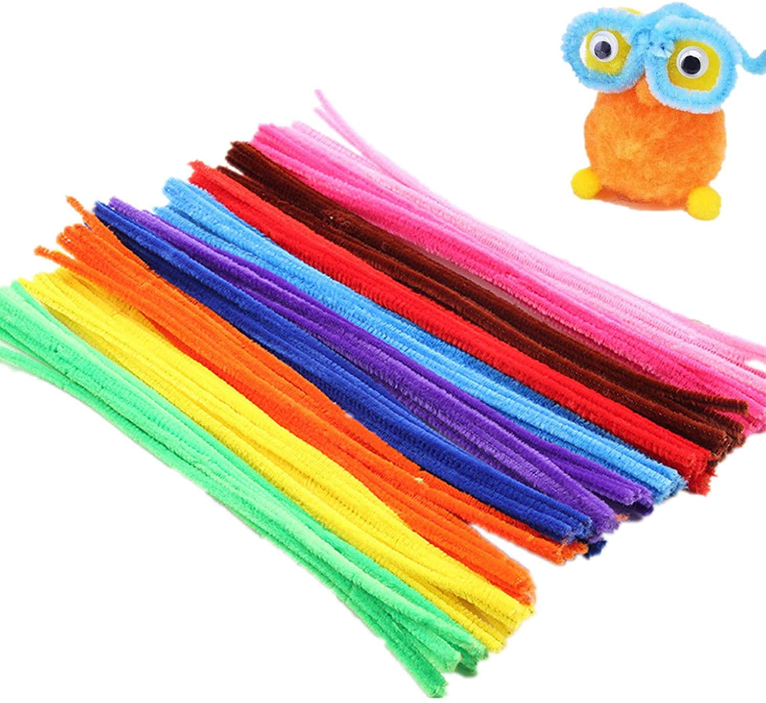 YUEHAO 100 Pieces Gold Pipe Cleaners Craft Supplies Flexible Chenille Stems  for DIY Crafts Project and Decoration (6 mm x 12 Inch) 