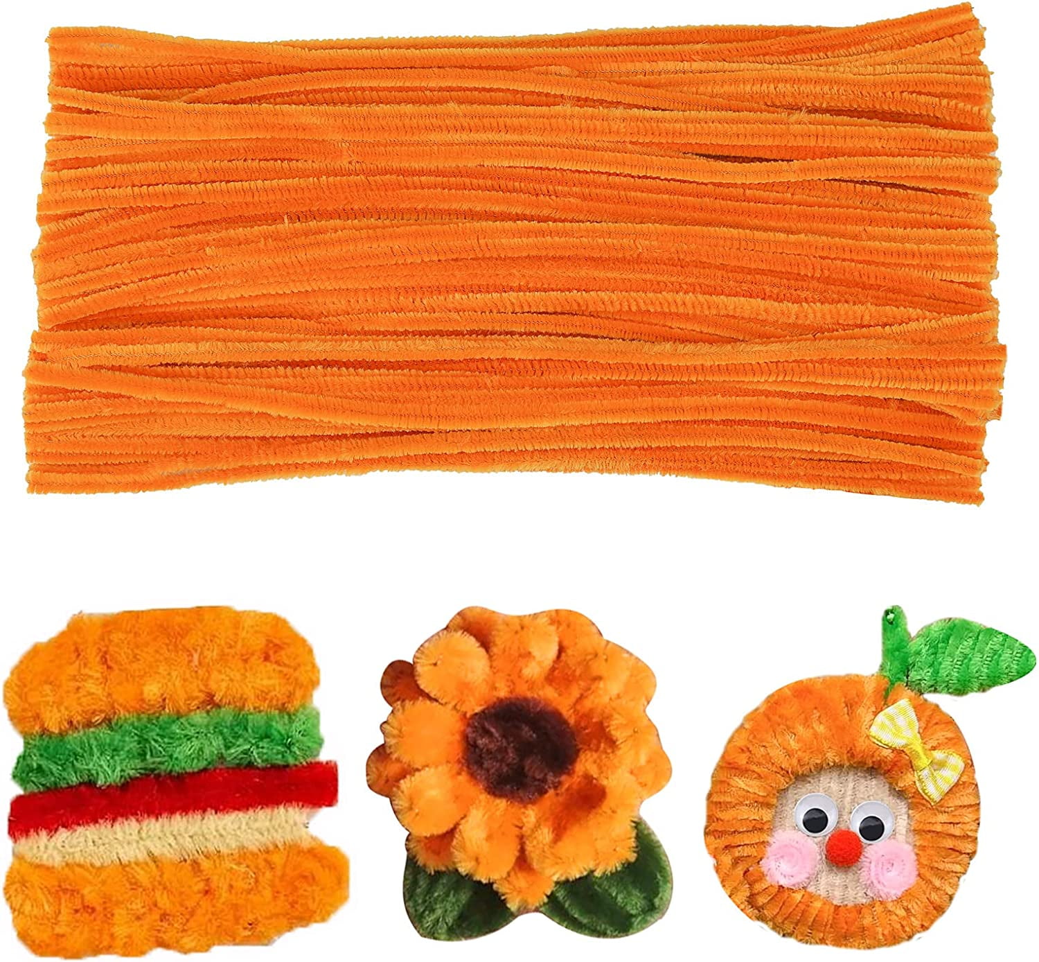 100 Pieces Pipe Cleaners Chenille Stem Solid Color Pipe Cleaners Bulk ...