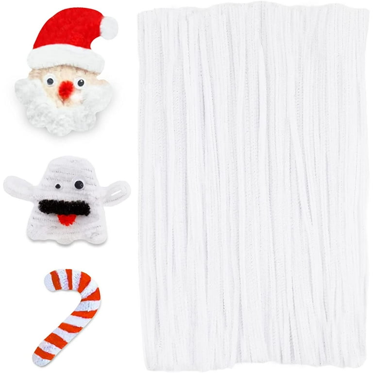 100 Pieces Pipe Cleaners Chenille Stem Solid Color Pipe Cleaners Bulk for  Halloween、Christmas DIY Craft Supplies Thick White Pipe Cleaners Chenille