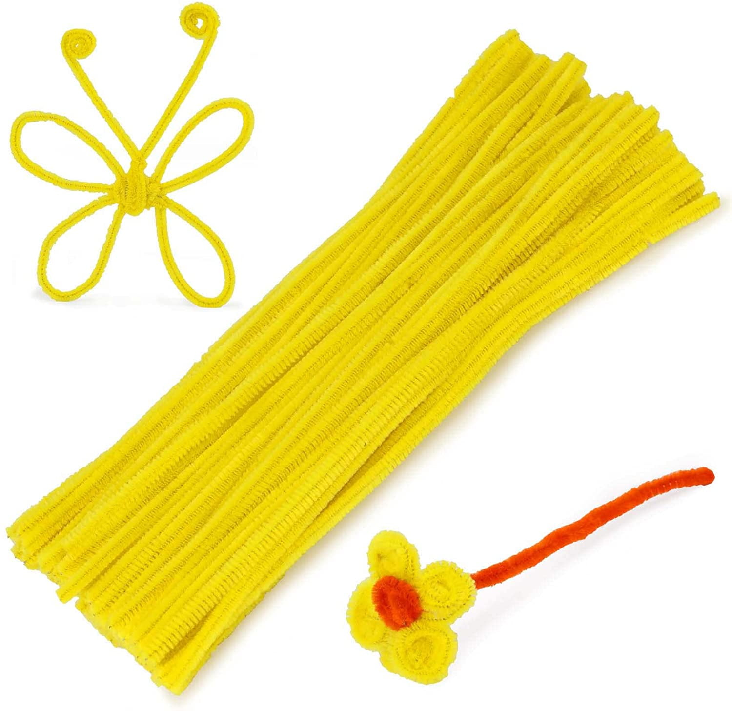 100 Pieces Pipe Cleaners Chenille Stem, Solid Color Pipe Cleaners Set ...
