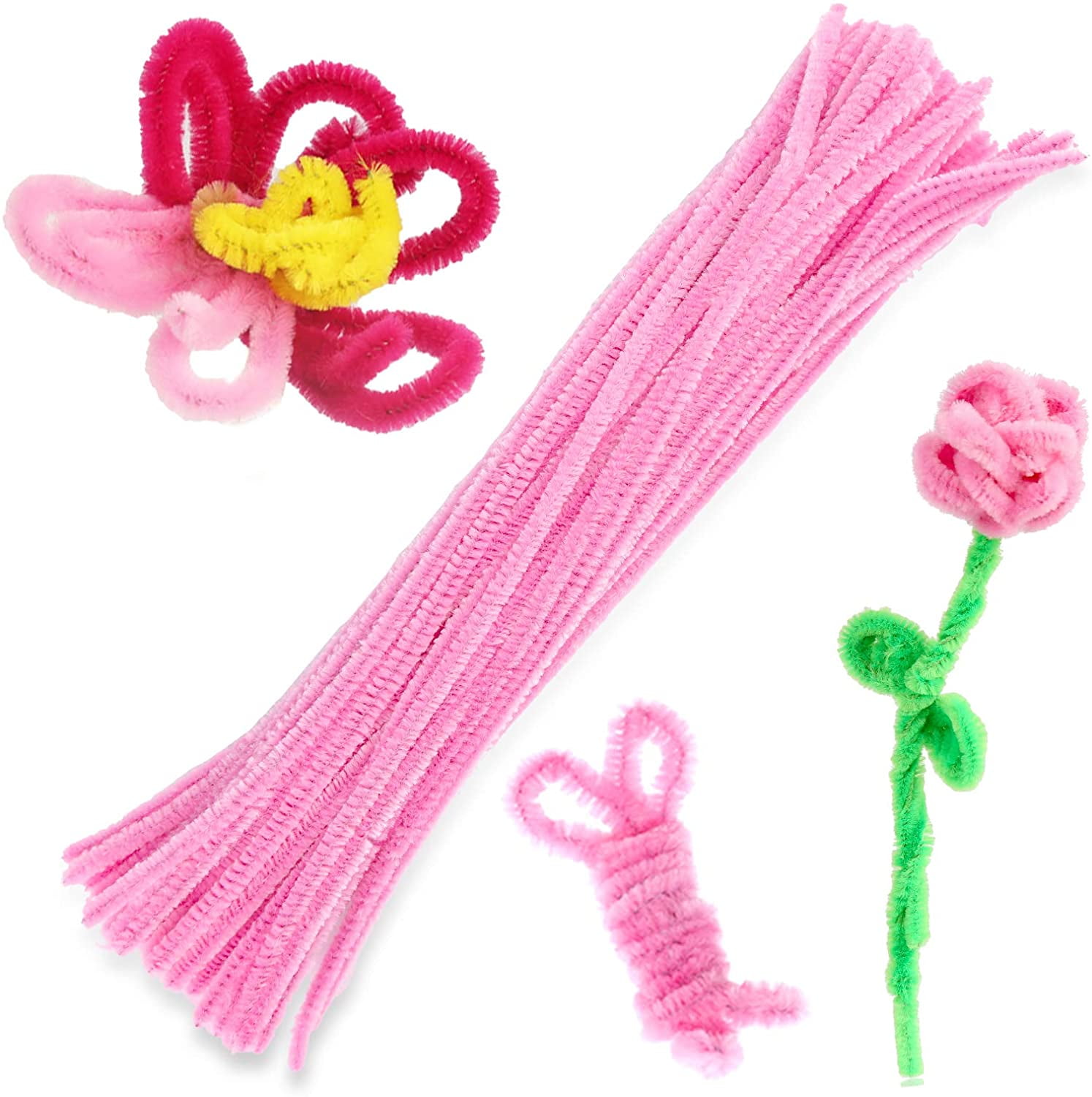 100 Pieces Pipe Cleaners Chenille Stem, Solid Color Pipe Cleaners Set for Pipe  Cleaners DIY Arts Crafts Decorations, Chenille Stems Pipe Cleaners (Pink) 